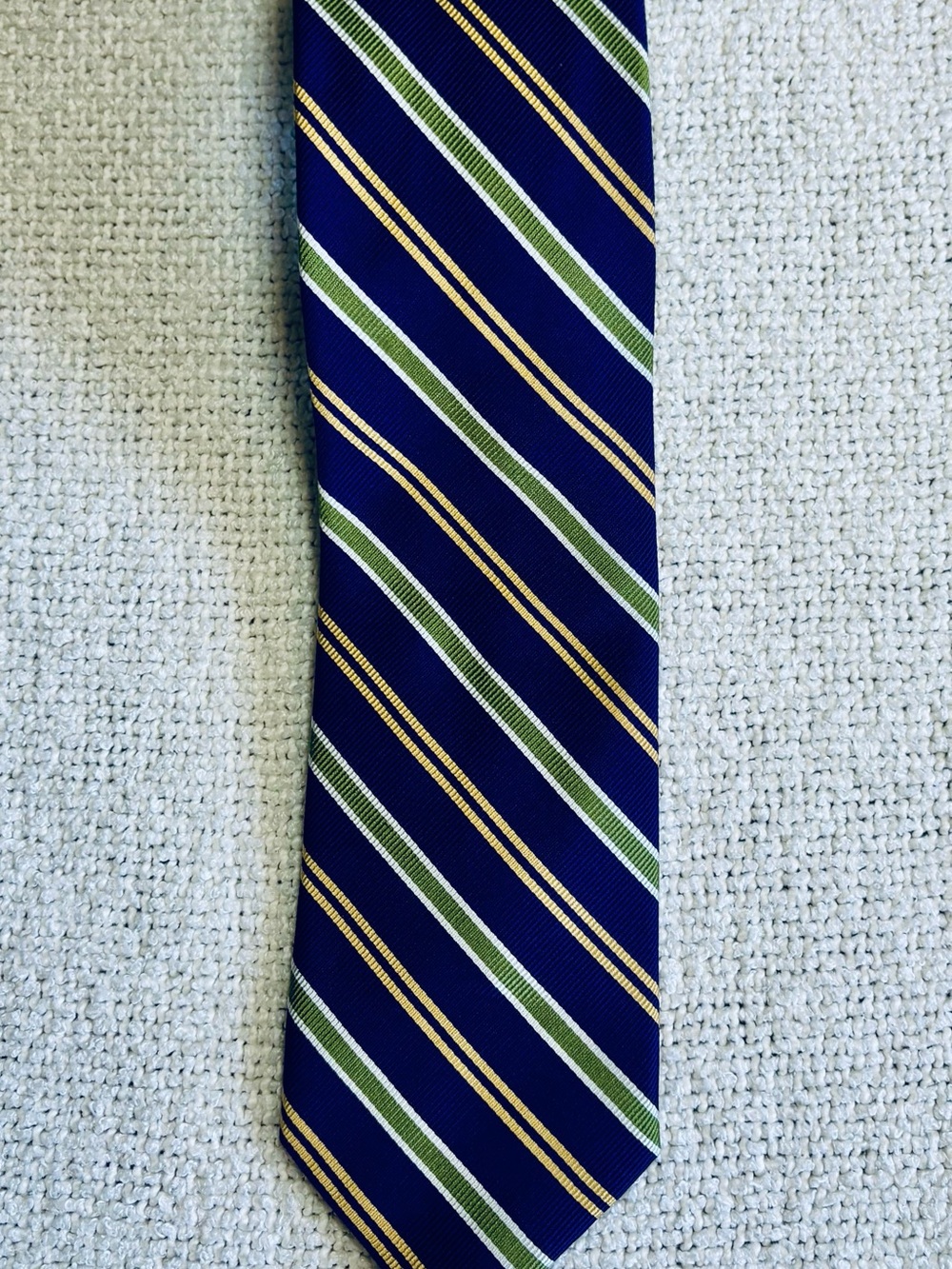 Jos. A. Bank Men's Purple Green Gold Striped Silk Tie Woven Executive Collection
